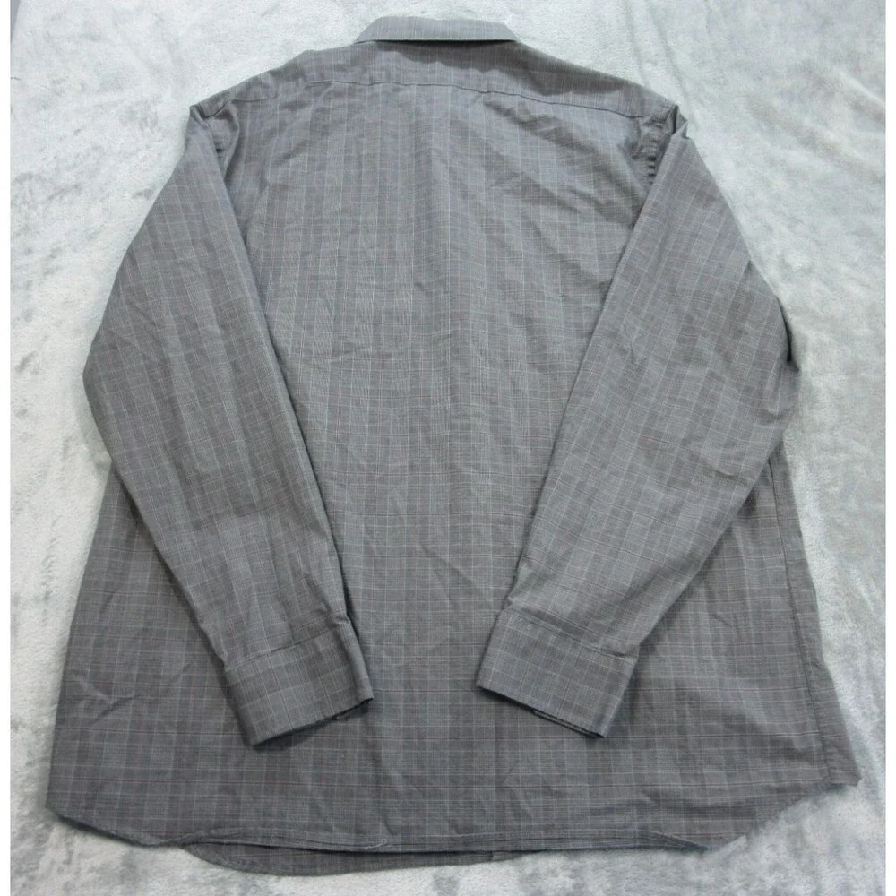 Banana Republic Shirt Men's XXL 2XL Slim Fit Wrinkle Resistant Plaid Gray